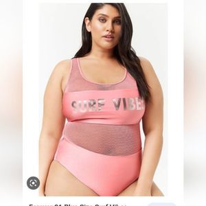 F21 plus size "surf vibes" one piece swimsuit 3x